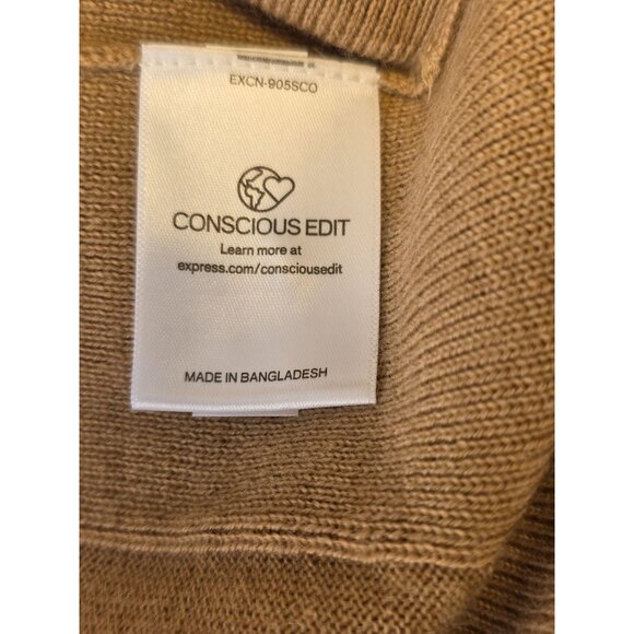 Express Merino Wool V-Neck Sweater Mens Sz L Beige/Tan Lightweight Knit Pullover - Picture 5 of 10